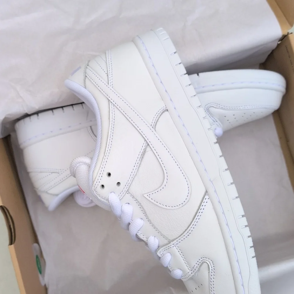 Nike SB Dunk Low Pro - Triple White Orange Label - Men's Size 11 ( FJ1674-100 ) - Picture 7 of 9